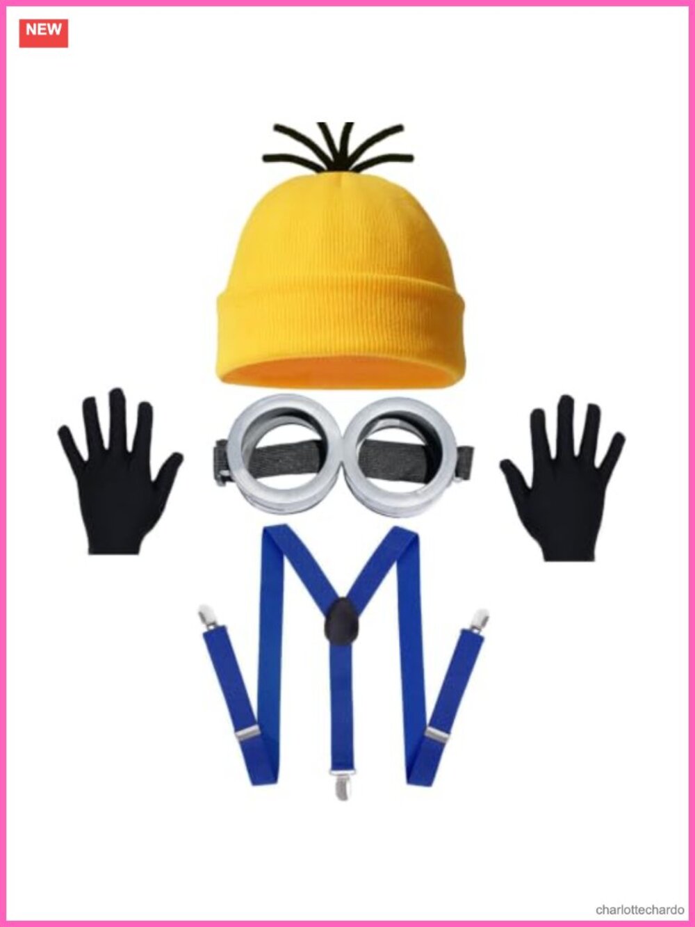 Halloween Costume Accessory Set Beanie Hat Vintage Goggles Gloves Suspenders